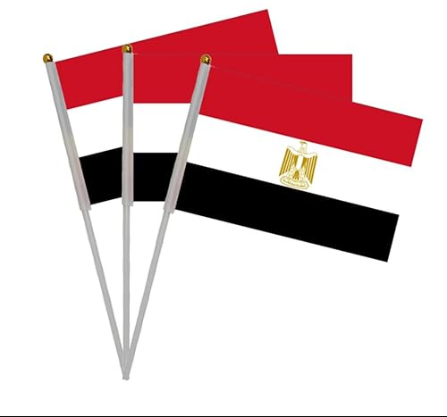 Pandiui23 - Lot de 20 drapeaux Égypte, mini-drapeaux Égypte, Noir, 21 cm x 14 cm, Patriotique, Parades, célébrations, décoration, Occasions diverses