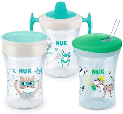 NUK Evolution Cup-Set - Auslaufsicherer Magic Cup & Action Cup | Weiche Trinkhülle | 6+ bis 12+ Monate