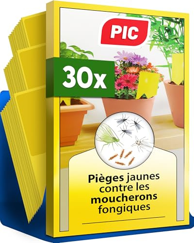 PIC Trauermücken Gelbtafeln 30x, giftfreie Gelbsticker Zimmerpflanzen | Giftfrei, kindersicher & geruchlos – Gelbfallen gegen Trauermücken, Alternative zu Nematoden, 6 Monate wirksam