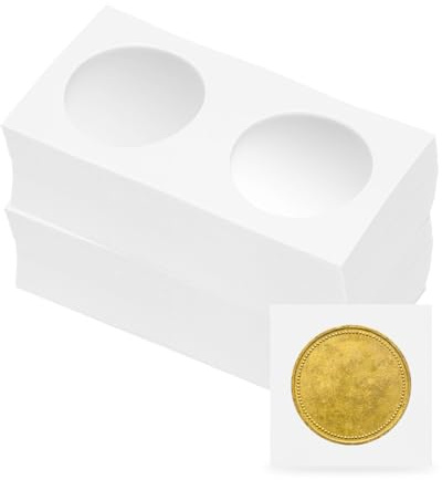 sourcing map Coin Flips 2 x 2, 100 Pack Cardboard Coin Holder Coin Collection Supplies Paper Coin Display Sleeves for 35mm/ 1.4 Coin Collection Supplies Collector, White