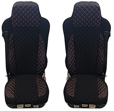 LKW-Sitzbezüge, entwickelt für MAN TGX TGA TGS TGA, Velour-Öko-Leder mit roten Fäden