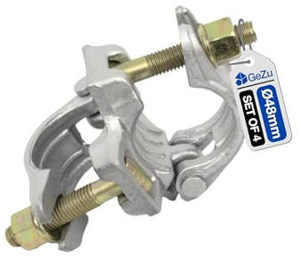 GeZu Impex Right Angle Coupler Ø 48 x 48 mm | 90° Set of 4 | Hot Dip Galvanised Clamp for Scaffolding Steel Pipe Construction Tubes Coupling