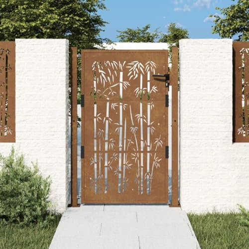 Lauuoeriau Barrière de jardin 105 x 130 cm en acier Corten design bambou