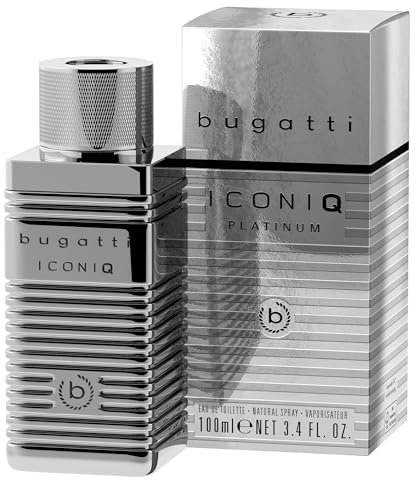 bugatti Parfum pour homme Iconiq Platinum Edition 100 ml I Eau de toilette pour homme avec bois de cèdre, lavande et patchouli I Aromatique et confiant I Parfum puissant pour homme avec notes boisées