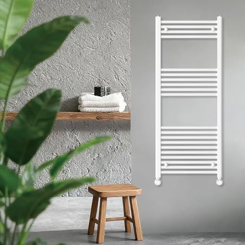 KESANITAR Badheizkörper Seitenanschluss 1160x500mm, 552W Handtuchheizkörper & Handtuchtrockner, Einfach Installation Handtuchwärmer für Badezimmer, Bequem Handtuchhalter für Towel Aufbewahrung, Weiß