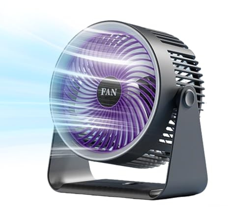 Ventilatore da Tavolo Con luce colorata dell'atmosfera,5 velocità regolabili, 5 luci d'atmosfera Mini Ventilatore USB,con Forte Flusso d'aria e Funzionamento Silenzioso, Velocità Regolabile, (viola)