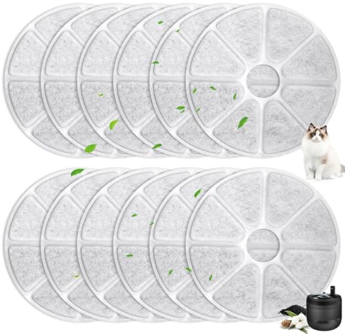 12 Packungen Katzenbrunnen Filter für Philips PAW3210/02 Katzenbrunnen, Dreifaches Filtersysteme Aktivkohle Ersatzfilter für sauberes und frisches Trinkwasser für Katzen und Kätzchen