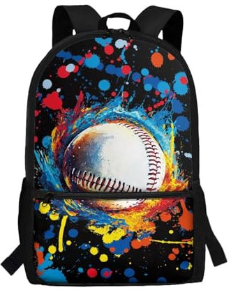 Reanaysto Kids Colorful Baseball Backpack for School Large Capacity Lightweight School Bag Casual Laptop Bag Bookbag Fashion Accessory for Schools, Travel & Sports 5-12 Year Old