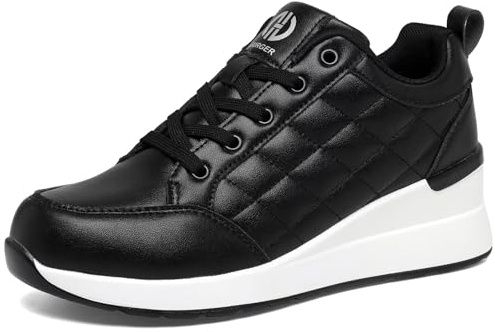 GURGER Zapatillas de Cuña para Mujer Bambas Cuña Zapatos Deportivas Ligeras y Transpirable Wedge Plataforma Sneakers Negro 37
