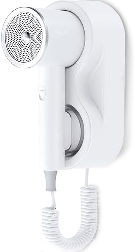 Grunkel - Secador de pelo para hoteles y alojamientos turisticos y hostels con 1600w, 3 temperaturas y 2 niveles de potencia con soporte para pared de fácil instalación. (BLANCO)
