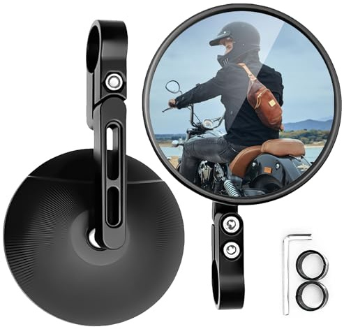 Motorrad Spiegel 2 Stück E24 Geprüft 2025 Universal 360° Drehbar Anpassen Rückspiegel 22-25mm Runde Lenkerendenspiegel Kompatibel mit Fahrrad Motorrädern ATV Scooter Roller E-Bikes