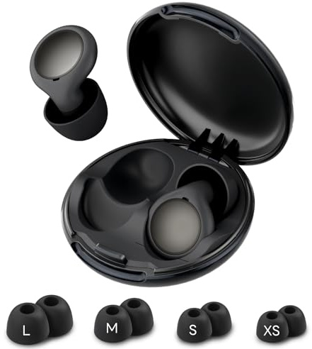 Reusable Noise Cancelling Earplugs – Soft Silicone, Comfortable for Side Sleepers, Multiple Sizes, with Travel Case – Ideal for Sleep, Work, Study, Travel, Snore Blocking
