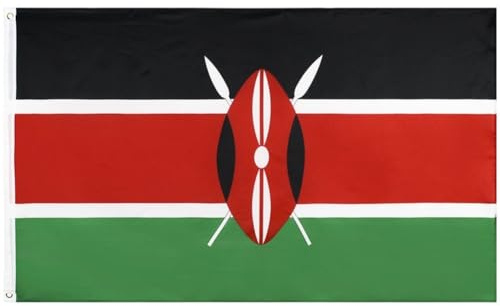 Dianzan Bandera De Kenia, Bandera Nacional De África Oriental, Poliéster, Estándar, con Dos Ojales Metálicos Colgantes, para Decoración.