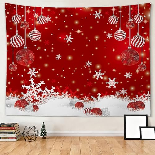 JOTOM Weihnachten Wandteppich, Mehrzweck Wandbehang aus Stoff Christmas Wandkunst Poster Weihnachtsdeko für Wohnzimmer Schlafzimmer Wohnheim Büro Wanddeko, 150x130cm (Christbaumkugel)