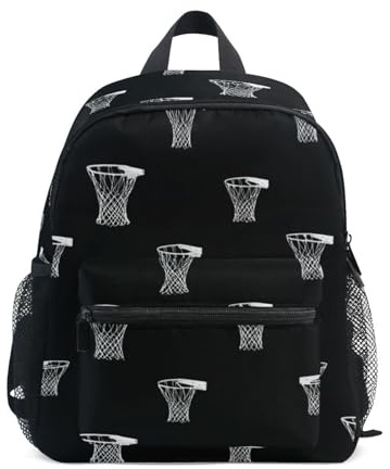Kcldeci Sac à dos pour tout-petits filles garçons blanc panier de basket-ball maternelle primaire enfants école maternelle sac d'école sac à livres S-M, Panier de basket blanc, M, Sac à dos daypack