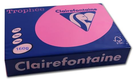 Clairefontaine Trophee papper fuchsia 160 g/1017C A4 fuchsia/rosa 160 g innehåller 250 ark