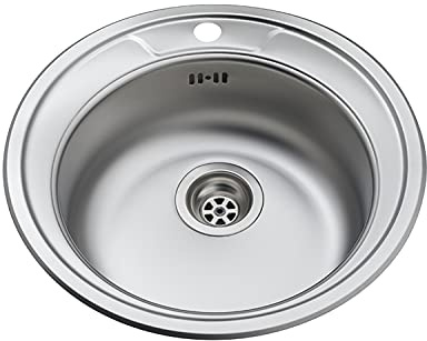 Rundspüle Edelstahlspüle Campingspüle Durchmesser 50cm Edelstahlspüle Einbauspüle Aufbauspüle Spülbecken Spüle Küchenspüle K50