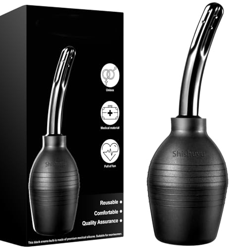 310 ML Anal Douche Enema Bulb with Storage Bag,Vaginal Douche Enema Cleaner for Women or Man ( Black)