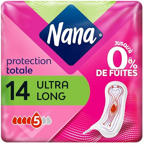 Nana Ultra Long Damenbinden – reichlich fließend – 14 Servietten in Einzeln