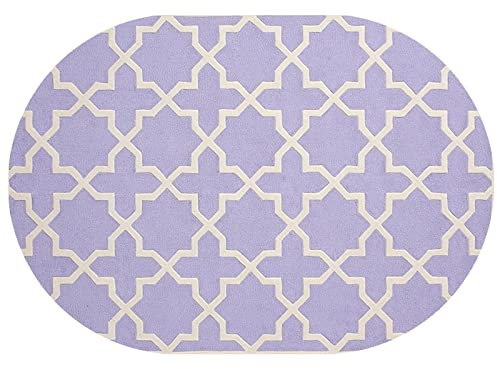 Rururug Designer Teppich Oval Kurzflor Orientteppich Klassisch Gemustert Ornamente für Wohnzimmer Schlafzimmer Kinderzimmer,Lila weiße Streifen,Oval 200 x 250 cm