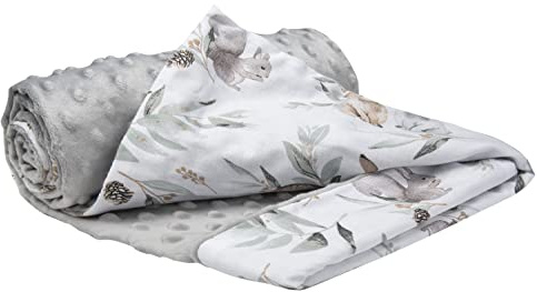 Medi Partners Couverture Bebe Couvertures de Bébé Plaid Enfant Nouveau-né 100% Coton pour Cadeau Naissance 75x100cm Multifonctionnel Bilatéral pour Landaus (Cerf en Feuilles avec Minky Gris)
