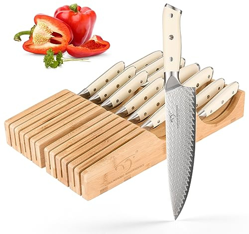 Nanfang Brothers Professional knife Damascus knife set en bois 14er Damascus knife Kitchen knife set set en acier inoxydable chef knife set avec couteau pointu