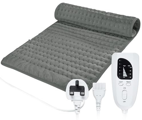 Letitwell Electric heat pad,Heating Pad with 6 Temperature Levels,4 Time Settings,Automatic Switch-Off,Heat Pads for Back,Machine Washable(Dark Grey,12 x 24)