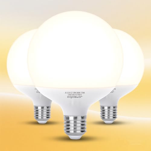 Aigostar - Bombillas LED E27 G120 Globo 20W Equivalente a 129W, Luz Calida 3000K, 2060 Lumen, CRI> 80, Ahorro de Energía, 3 Unidades