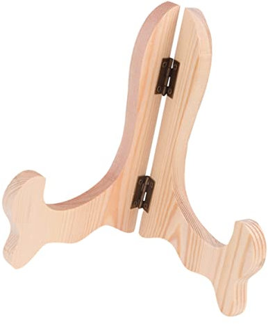 TOPPERFUN 3pcs Wooden Display Stand for Tea Cake Folding Plate Holder Rack Easel Dish Stand for Home Party Shop Wood Easel Plate