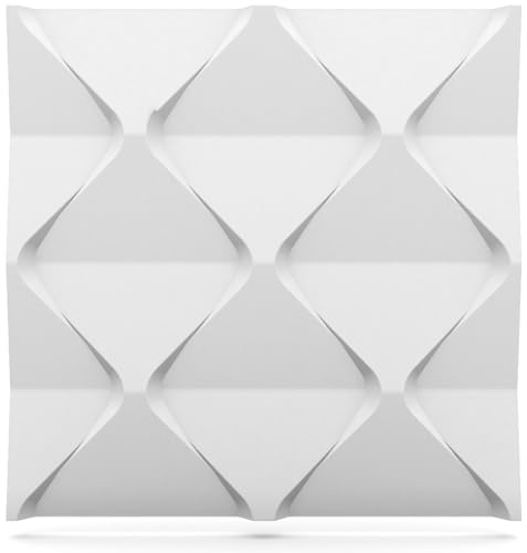 DECCART 3D Wandpaneele weiß 60x60 cm 5 Stück | 1.80 m², Paneele Wand Wall Panels Deko Wandverkleidung Innen Panel Deckenverkleidung Decke Deckenpaneele Platten EPS