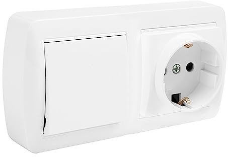 Base Schuko MUR63U con conmutador ancho, ideal para instalación eléctrica en paredes y control de circuitos en hogares y oficinas.