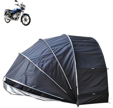 Motorcycle Shed Tent Shelter, Hanging Bicycle Tent, Semispiral Shell Garage Cover, 210D Oxford Fabric and PU4000 Waterproof, Small Shed Outdoor Storage Tent for Motorcycle Bicycle(Black)