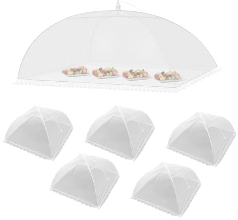 Netz-Abdeckhaube, 6 Stück Lebensmittelkuppeln, faltbare Fliegennetzabdeckungen, wiederverwendbare Pop-Up-Lebensmittelabdeckungen, Zelt-Regenschirm für Küche, Grillen, Picknicks, Camping, Outdoor, mit