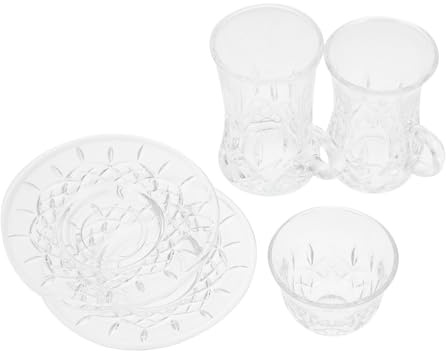 PAMINGONO Turkish Glass Coffee Cups and Tea Cups Saucer Small European Hot Drink Glassware Set for Black Tea Serving and Communal Use