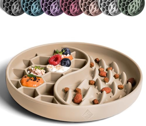 ne&no® Anti-gloppskål för Hundar och Katter I Slow Feeder I Hundmatta med Stor Sugkupa I Lickmatta för Både Våt och Torr Foder (Grå)