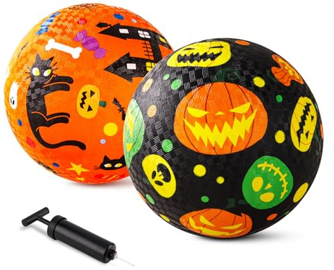 INPODAK 2Pack Spielplatz Bälle 21.5cm Spielball Gummi Ball Kinder ab 3 Jahre Rutschfestes Kickerball Set mit Pumpe Indoor Outdoor Garten Spielball Ostergeschenke zum Geburtstag für Jungen und Mädchen