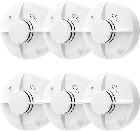 SHYEEH Smoke Detector,Fire Alarms Smoke Detectors 90dB Alarm,Smoke Alarm 10 Year Lifespan,Smoke Detector Battery Powered(Not Include),Fire Detectors for Home,JA-SM886, 6 Packs