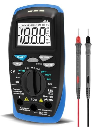 FACAIIO Multimètre numérique à portée automatique avec True RMS, détection de tension NCV, conservation des données et mise hors tension automatique