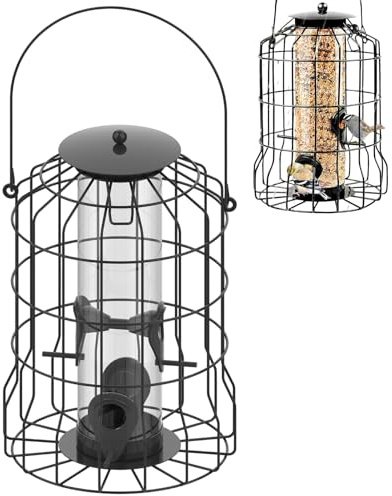 Ceprznvey de Aves,Soporte De Comida Impermeable con 4 Puertos,Estación De Alimentación Metálica para Aves - para Atraer Silvestres en Jardín, Patio, Terraza y