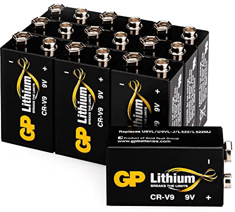 GP Lithium 9V Block Batterien Longlife, 9 Volt Li-MnO2 | 10 Stück 9v Block Lithium, ideal z.B. als Rauchmelder Batterie, für Feuermelder, Mikrofone etc.