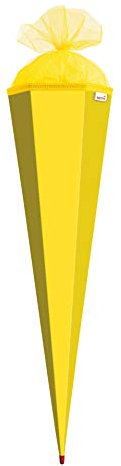 ROTH Bastelschultüte 85cm gelb sechseckig - Schultüte mit Stabiler Rot(h)-Spitze mit Tüll-Verschluss