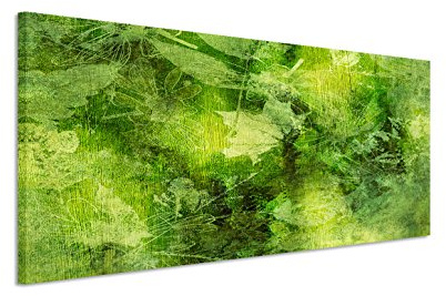 150x50cm Leinwandbild auf Keilrahmen Hintergrund Herbst Blätter abstrakt grün schwarz gelb Wandbild auf Leinwand als Panorama