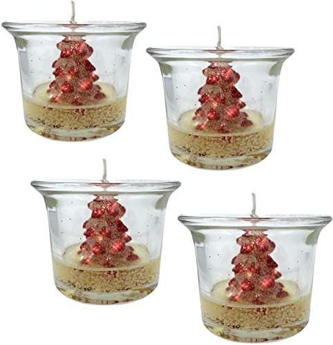 Banberry Designs Weihnachtsbaum Kerzen – Set von 2 Snow Beschichtet, rot Weihnachtsbaum Kerzen mit Glas Halter