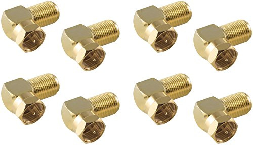 POPPSTAR 8x SAT-Winkel-Adapter (Antennen Winkeladapter 90 Grad gewinkelt) (Coax F-Kupplung auf F-Stecker) Winkelstecker für Koaxialkabel - Antennenkabel, vergoldet