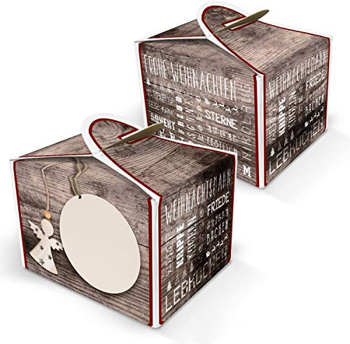 Logbuch-Verlag 10 kleine Weihnachten Verpackung Engel 8 x 6,5 x 5,5 cm - Kundengeschenke kleine Geschenke verpacken Weihnachtsschachtel braun Natur