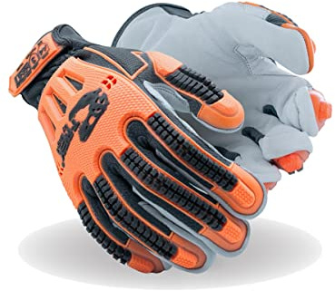 MAGID T-REX Windstorm ANSI A4 TRX744 Impact Glove, 1 Pair, 8/Medium, Hi-Vis Safety Orange & Grey