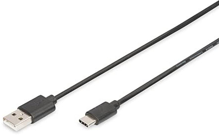 DIGITUS Cavo USB 2.0 – 1,8 m – da USB-A a tipo C – 480 Mbps – cavo per computer, notebook, hub, smartphone, tablet – nero