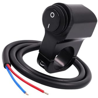 Aofan Universeller Motorrad Lenker-Schalter 12V für Scheinwerfer, Bremslicht, Nebelleuchten (Ø 21-25 mm)
