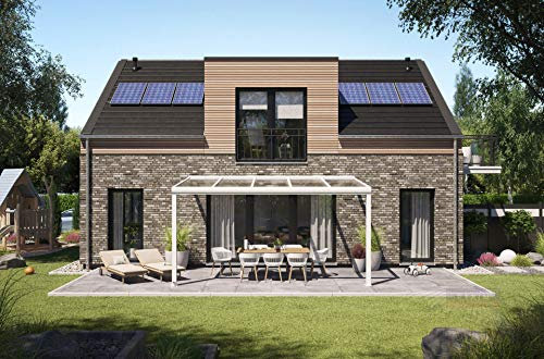 REXOpremium Aluminium Terrassenüberdachung 5m x 3m, Terrassendach mit Stegplatten (Weiß)