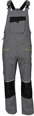 Arbeitslatzhose Berufshose Bauhose Latzhose Weich Baumwolle Elasthan (ELAS-LATZ) (46, Grau)